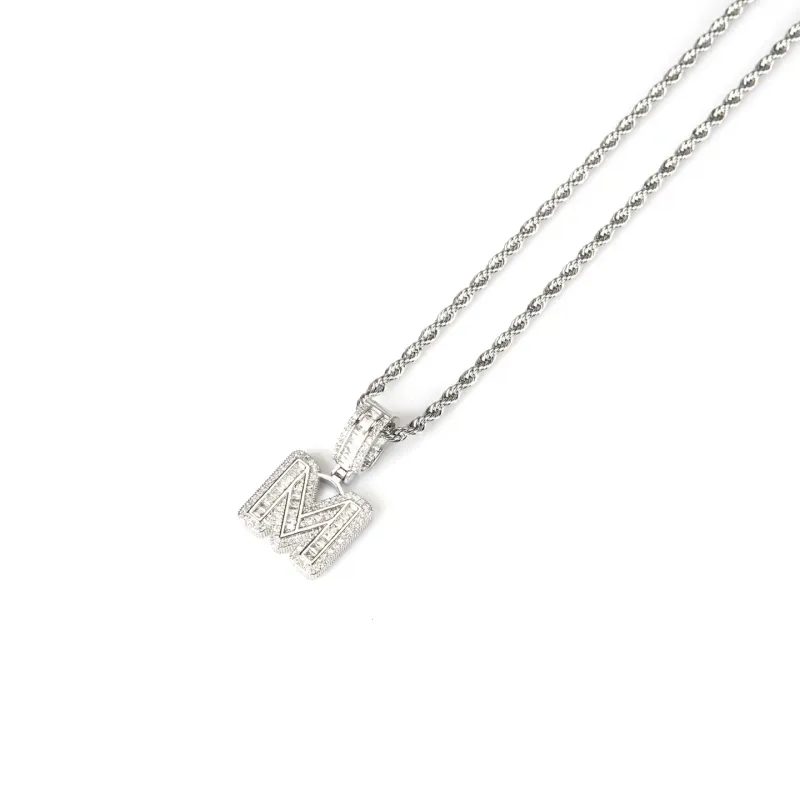 NL-81044 Letter M Necklace Silver