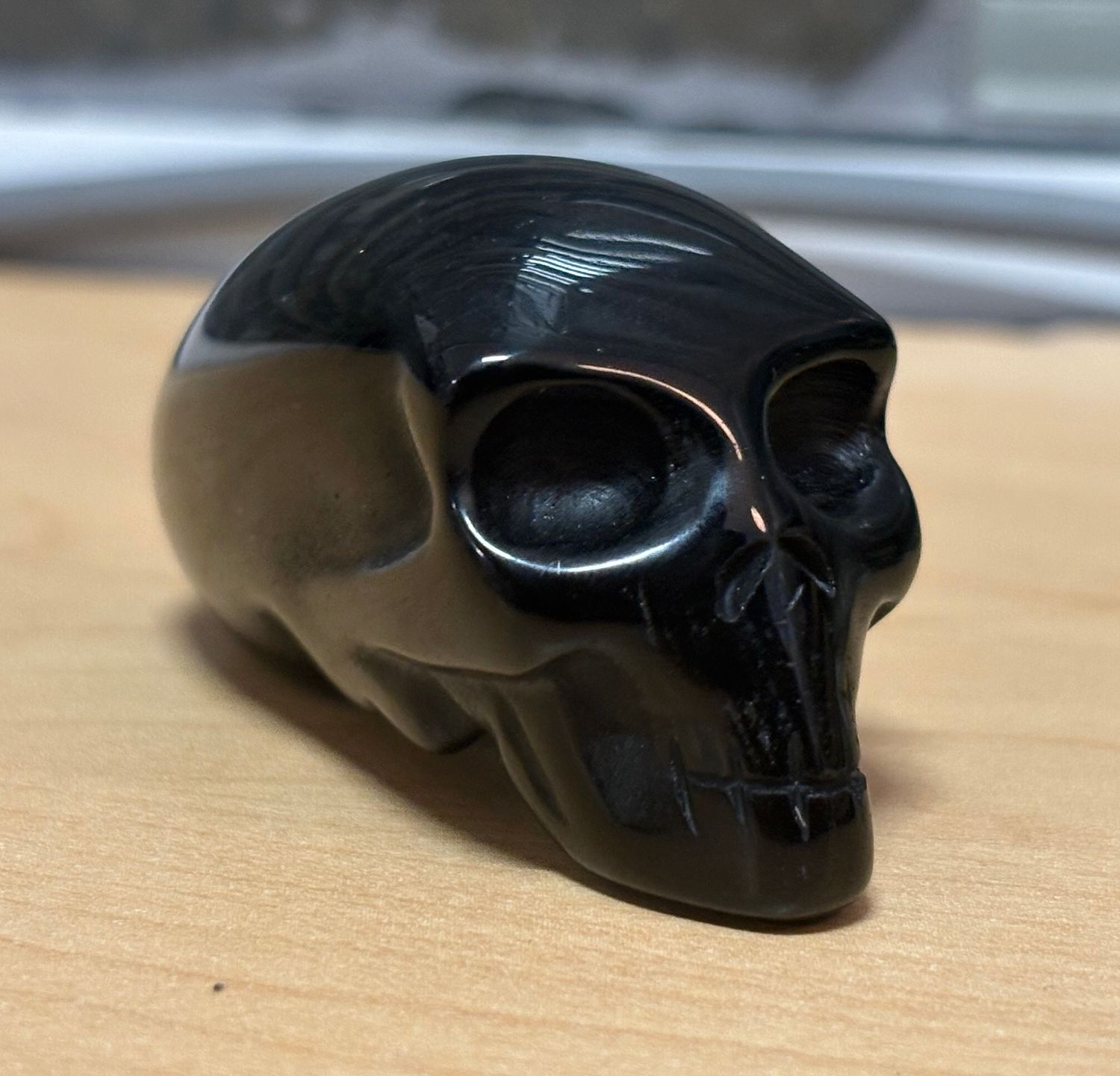Obsidian Alien Head Carving