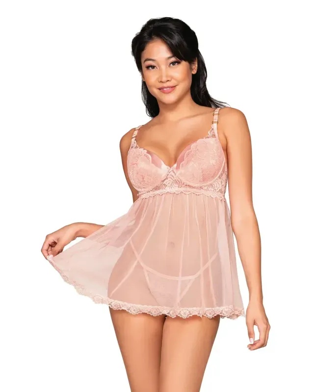 DG12386 Lace Overlay Babydoll