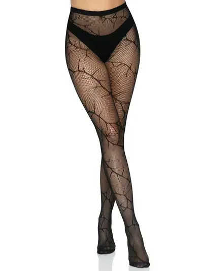 LA-9724BLKOS Cracked Tights Black O/S