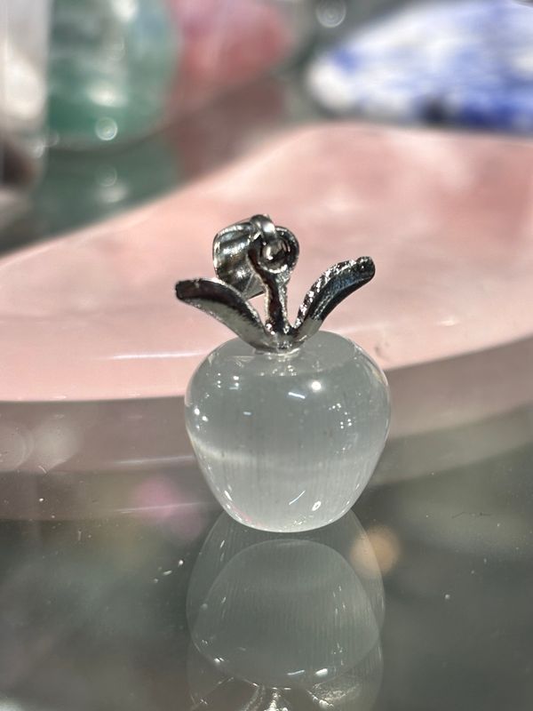 White Cats Eye Apple Charm