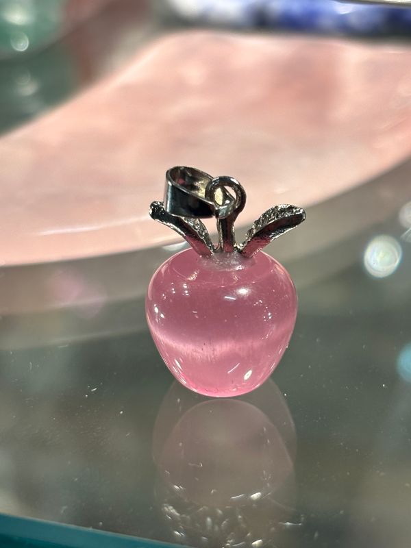 Pink Cats Eye Apple Charm