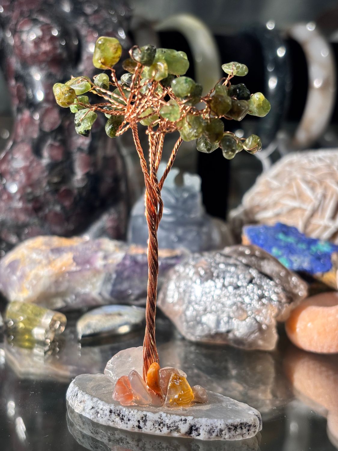 Agate Tree W/ Serpentine Leaves