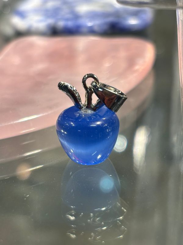Blue Cats Eye Apple Charm