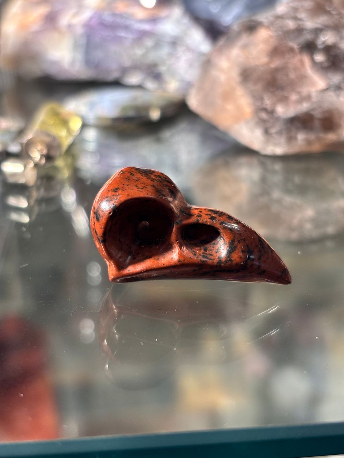 Red Jasper Corvid Skull