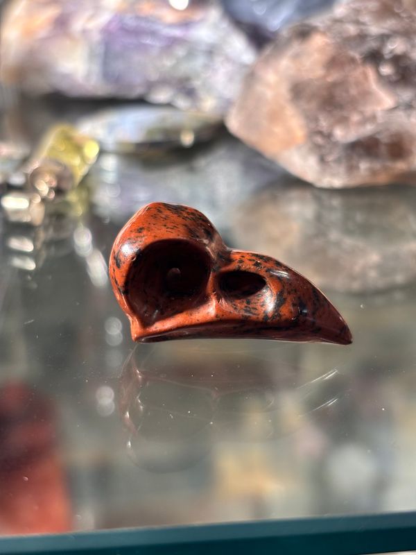 Red Jasper Corvid Skull