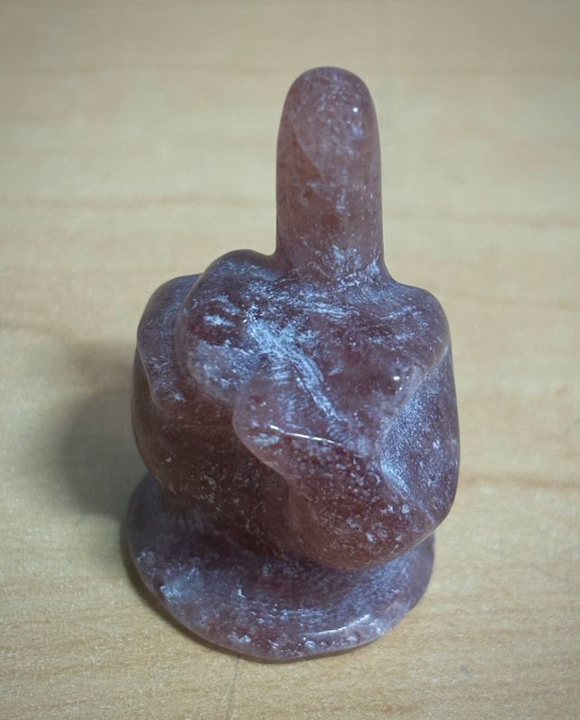 Strawberry Quartz Middle Finger Carving