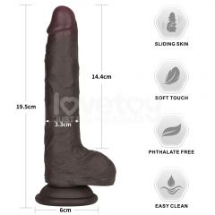 LV417206 7.5" Sliding Skin Silicone Dong Black