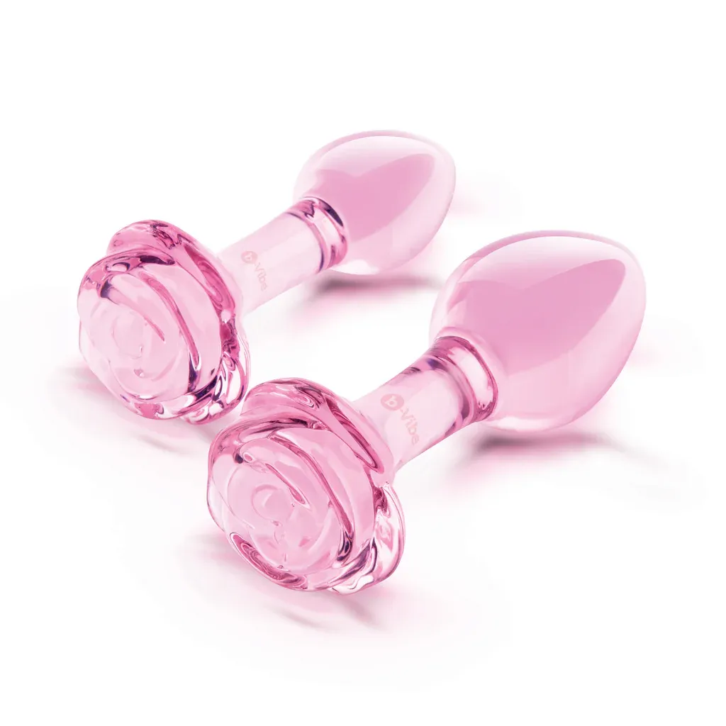 BV2976 Glass Butt Plug Pink Roses