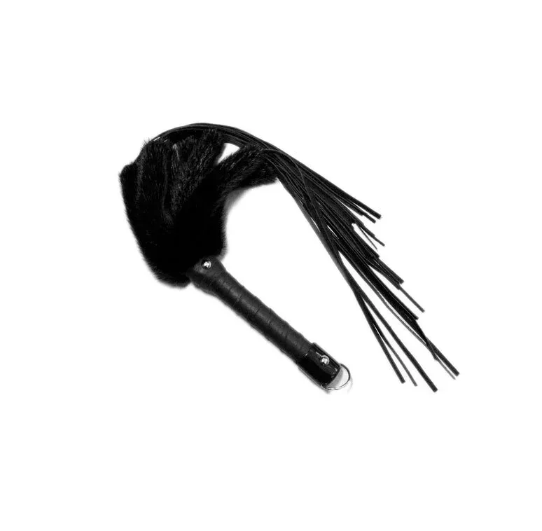 FL-127 25" Black Leather and Mink Fur Flogger