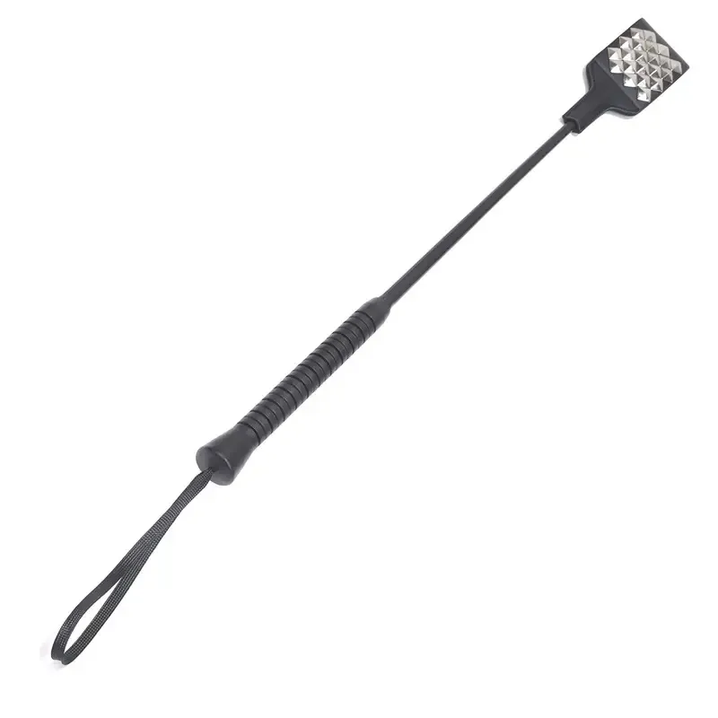 FL-242 Leather Riding Crop Black with Rivets