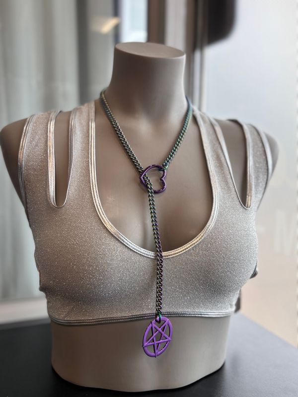 Short Slip Chain Rainbow/Purple Pentagram