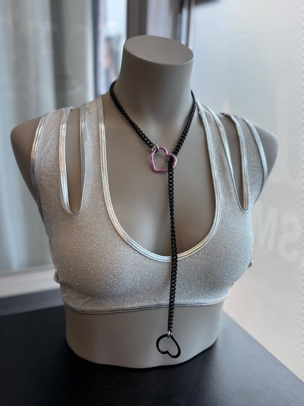 Slip Chain Black W/Pink Heart