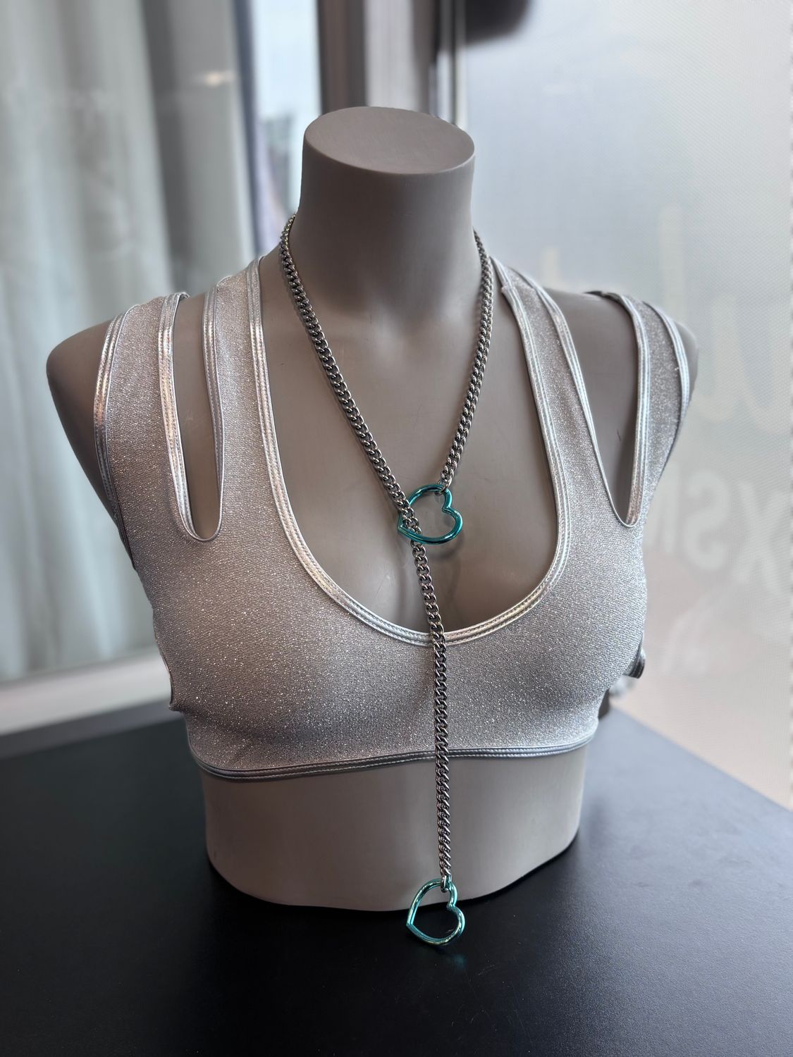 Slip Chain Silver/Teal Heart