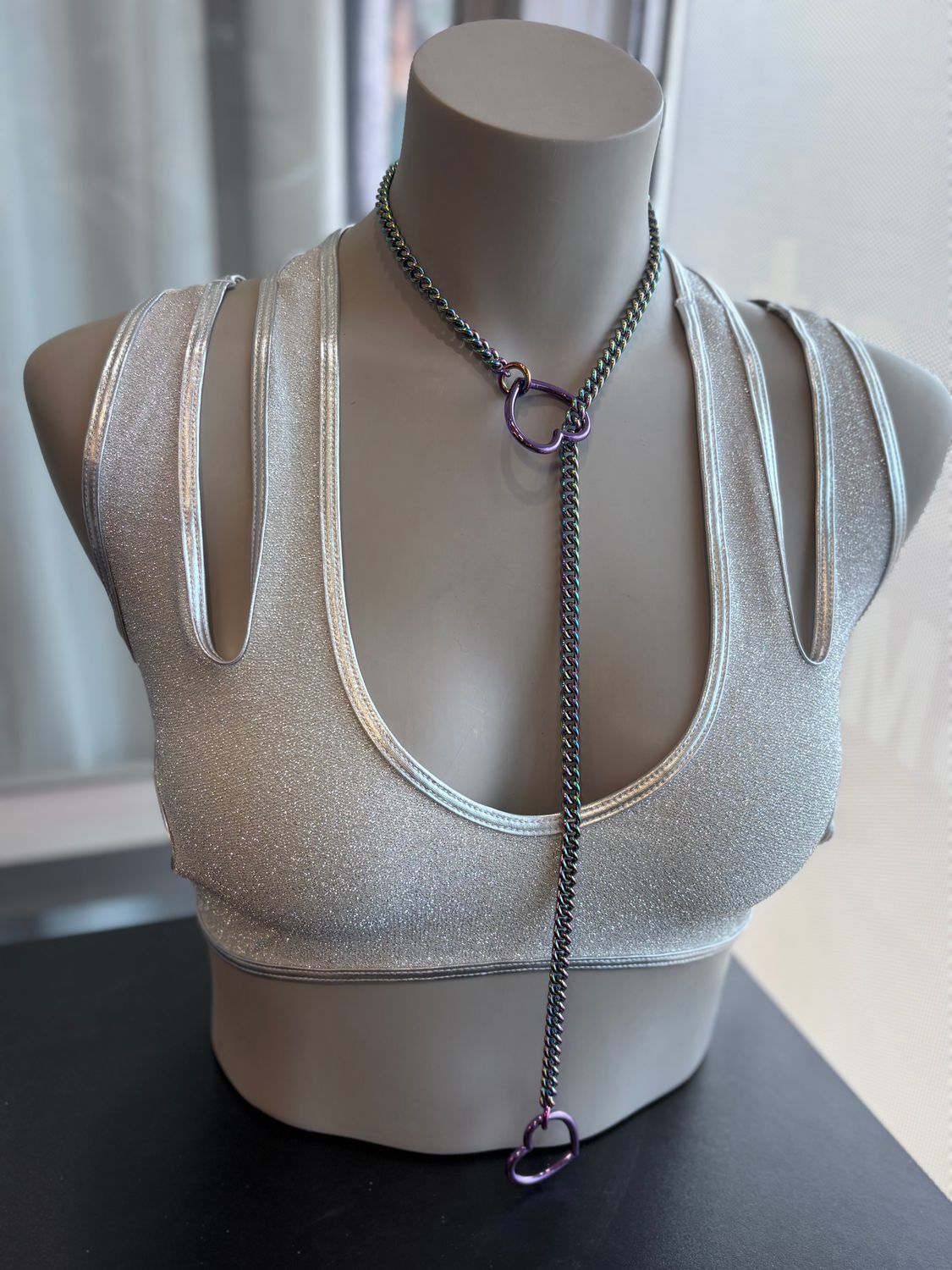 Slip Chain Rainbow W/Purple Heart