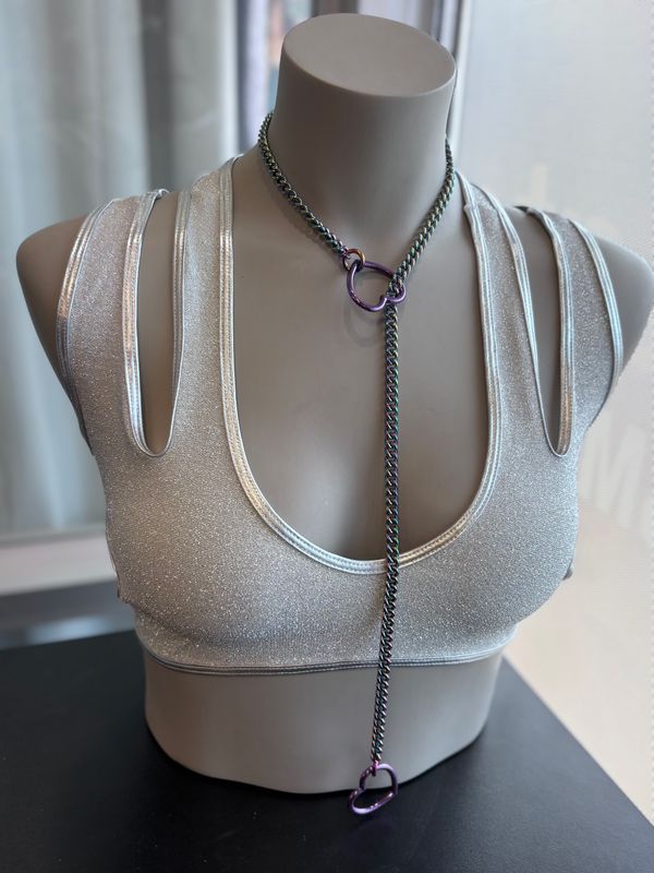 Slip Chain Rainbow W/Purple Heart