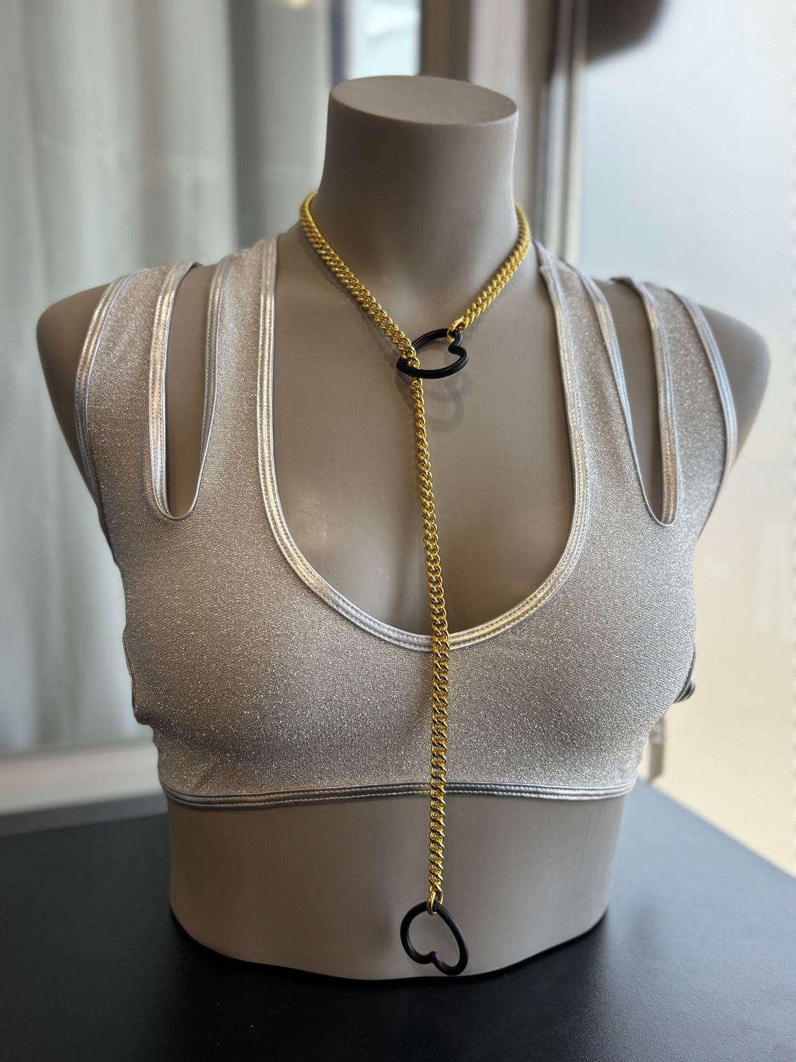 Slip Chain Gold W/Black Heart