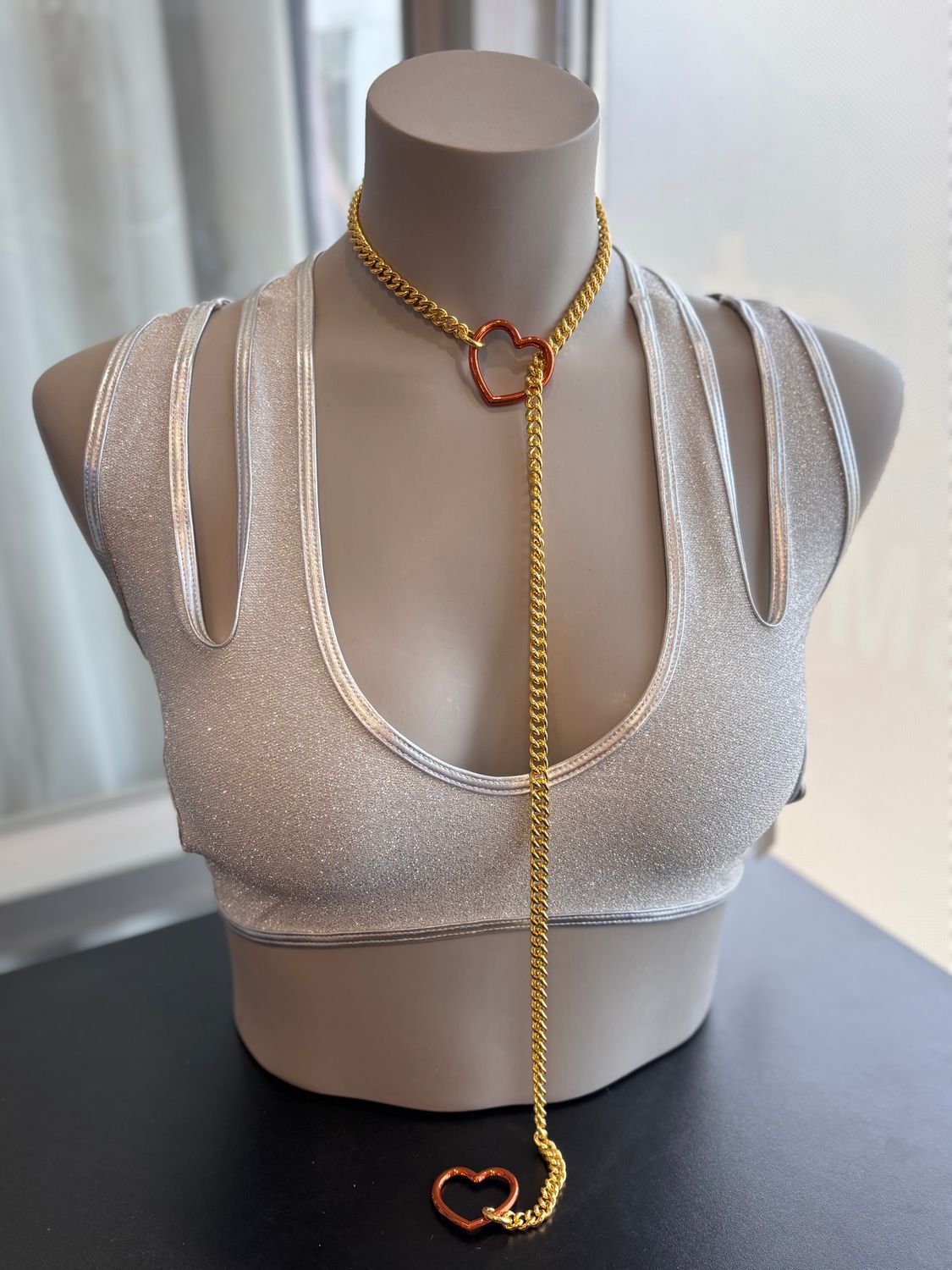 Slip Chain Gold W/Orange Heart