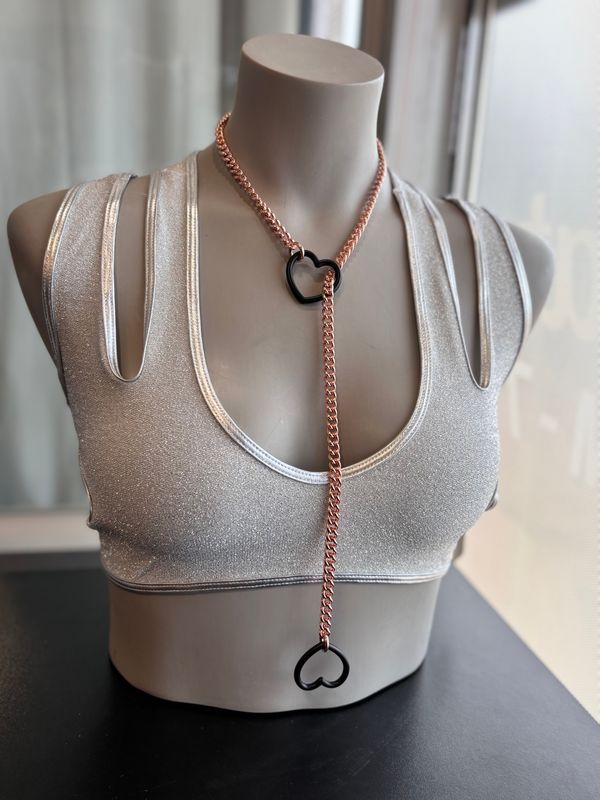 Slip Chain Rose Gold W/Black Heart