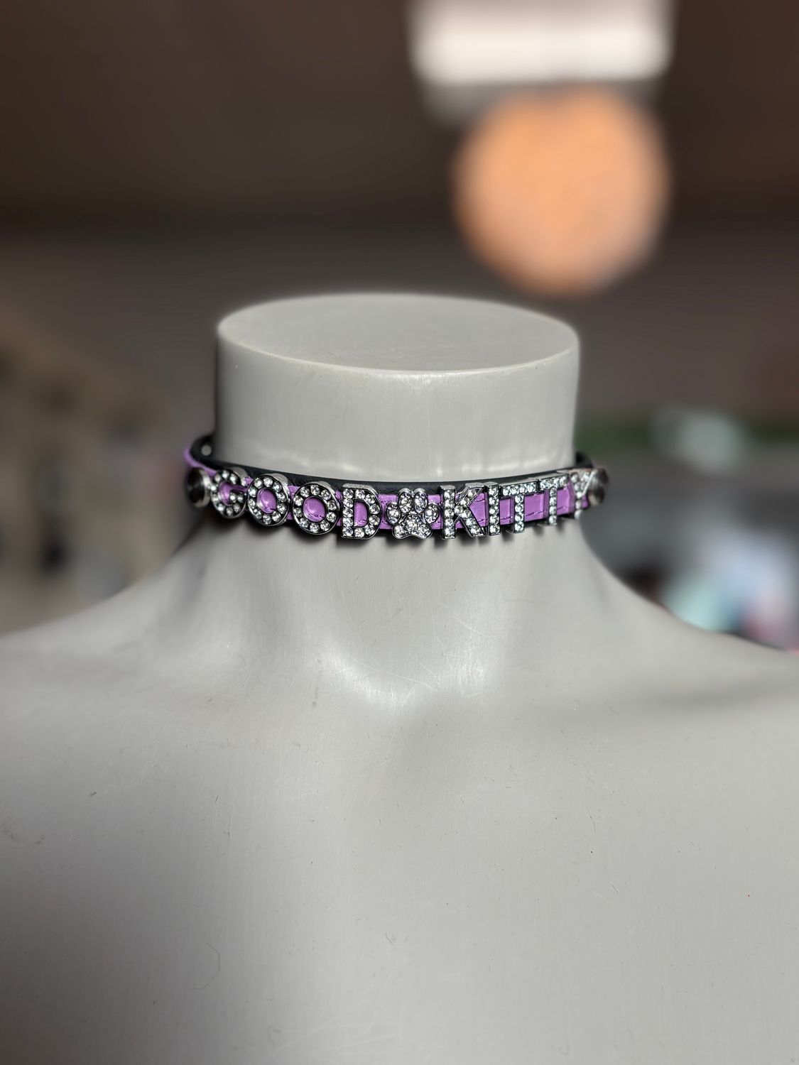 Biothane Collar Purple Good Kitty