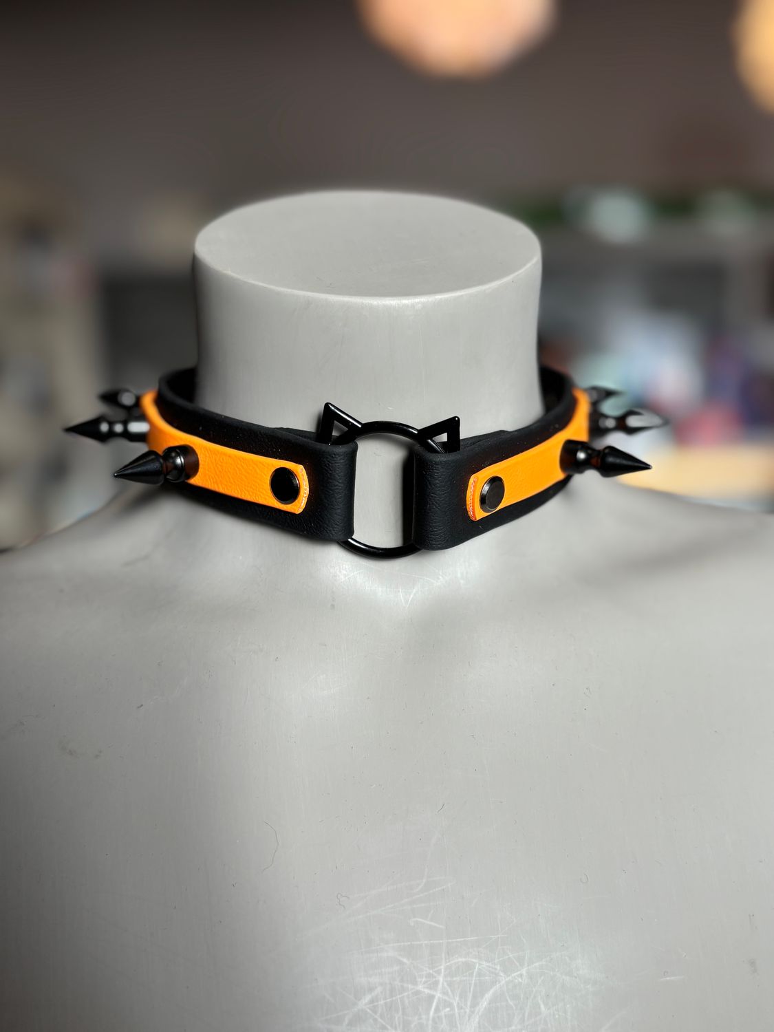 Biothane Collar Orange Spike Kitty