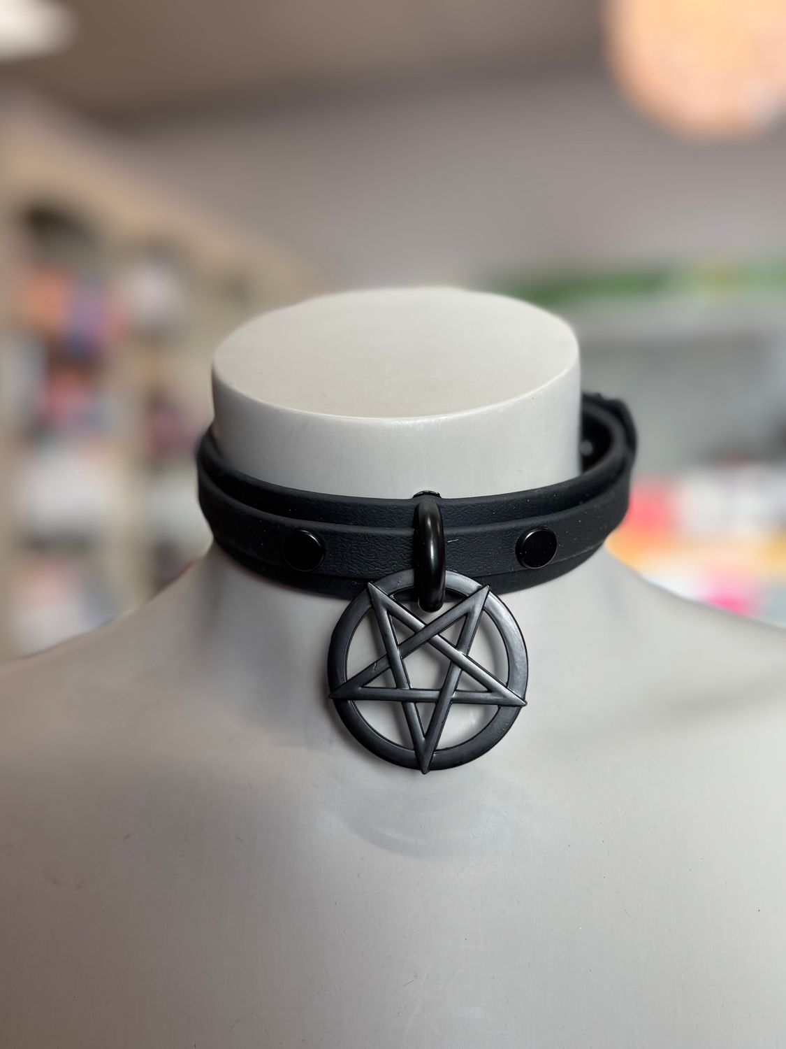 Biothane Collar Black Pentagram