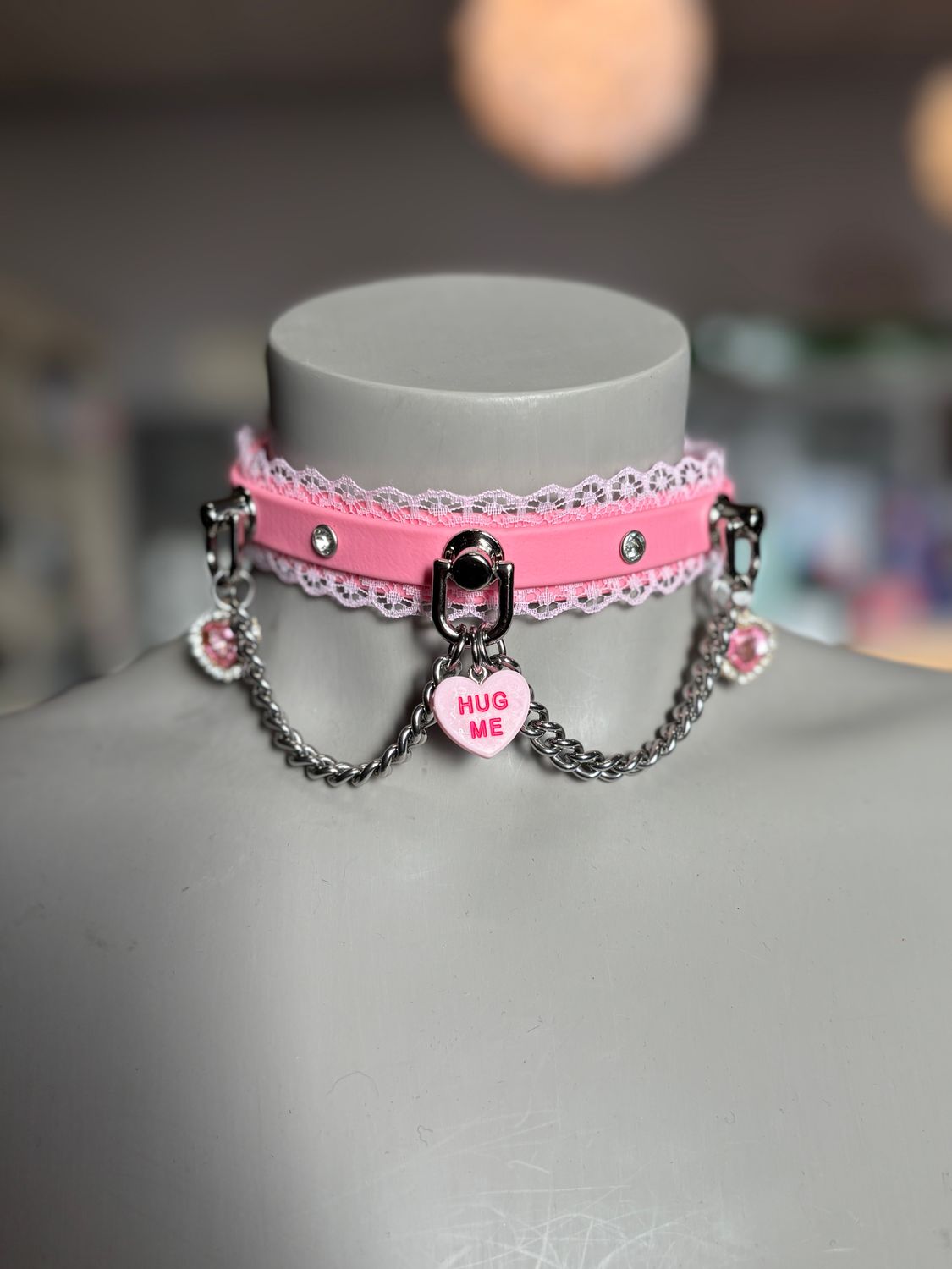 Biothane Collar Pink Candy Heart