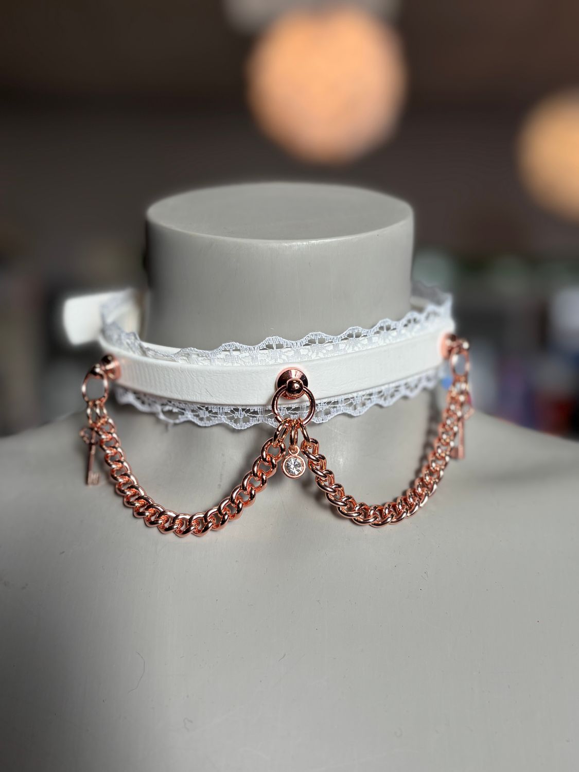 Biothane Collar White W/ Rose Gold