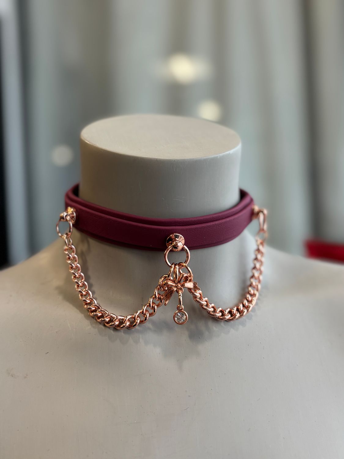 Biothane Collar Burgundy W/ Rosegold