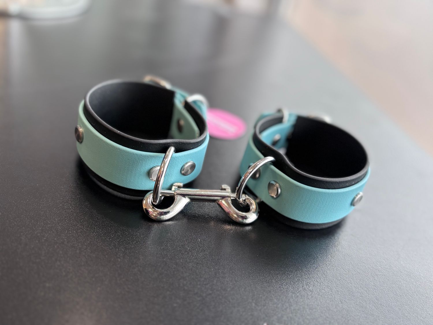 Biothane Cuffs Black/Teal