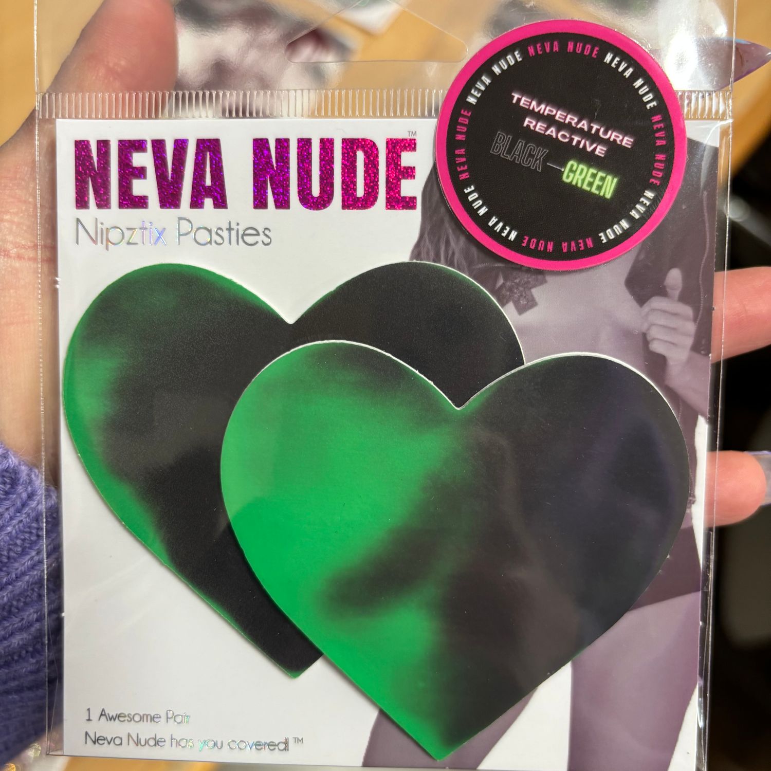HRGR-HRT-NS Black/Green Heart Pastie