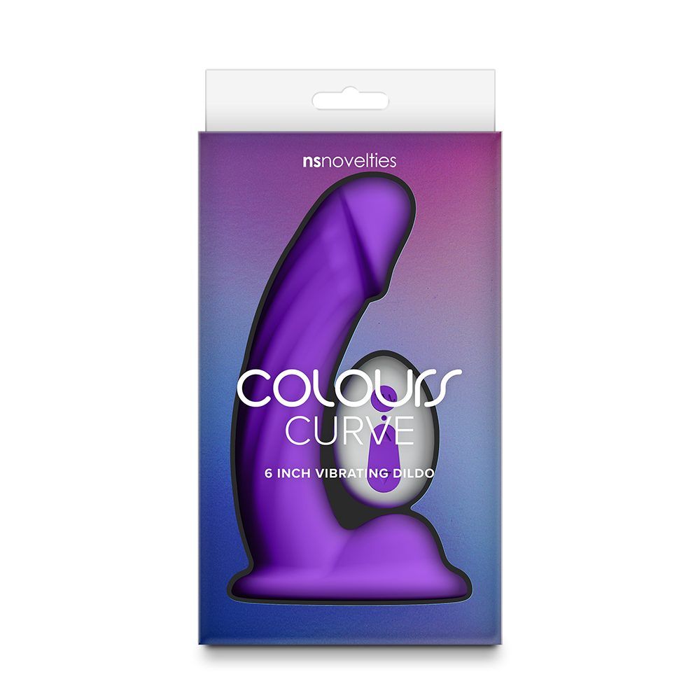 NSN0402-55 6" Vibrating Curved Dildo Purple