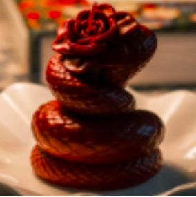 MLD-C0014 Rose/Snake Candle Black
