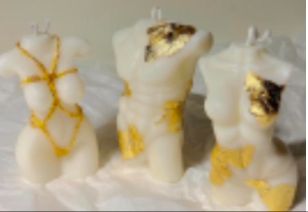MLD-C0038 Female Body Candle White/Gold