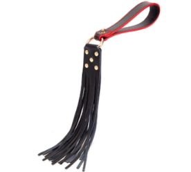 SM-YL-PW027 Leather Flogger W/ Handle Black/Red