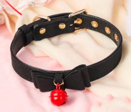 SM-YL-CA028 Black Bow Collar W/ Bell