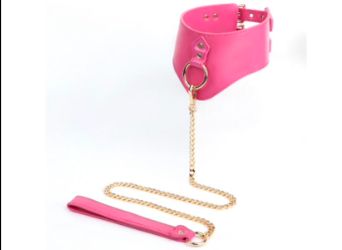 SM-YL-CA051 Leather Posture Collar/Leash Pink