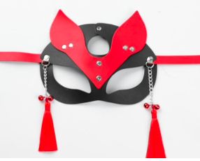 SM-YL-MK043 Black/Red Tassel Fox Mask