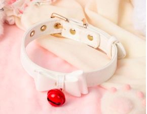 SM-YL-CA030 White Bow Collar W/ Bell