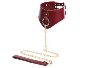 SM-YL-CA050 Leather Posture Collar/Leash Burgundy