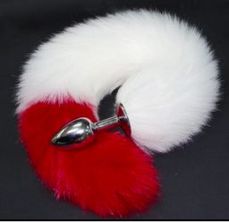 Faux Fox Tail White/Red