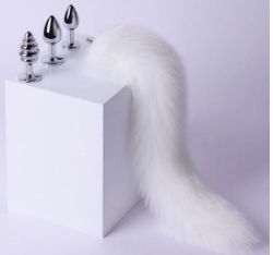 Detachable Faux Fur Tail Set White