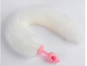 Faux Fox Tail Silicone Plug White