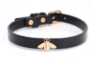 SM-YL-CA080 Leather Bee Collar Black