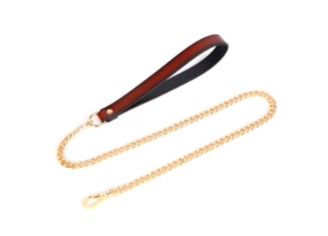 SM-YL-CA112 Leash W/ Gold Chain Black/Red