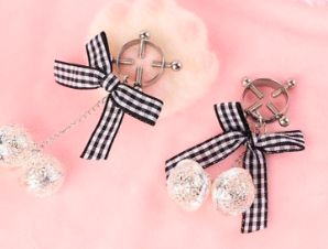 SM-YL-NC049 Plaid Bow/Bell Screw Nip Clamps