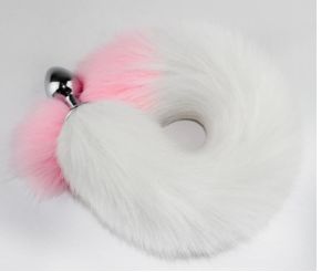 Faux Fox Tail White/Pink