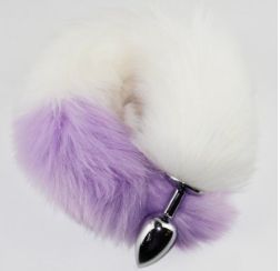 Faux Fox Tail White/Lilac