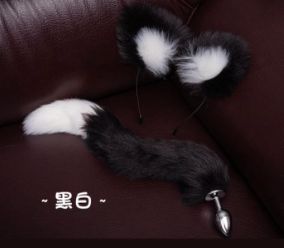 Faux Fox/Ears Set Black/White