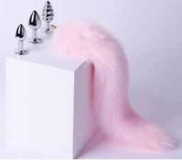 Detachable Faux Fur Tail Set Pink